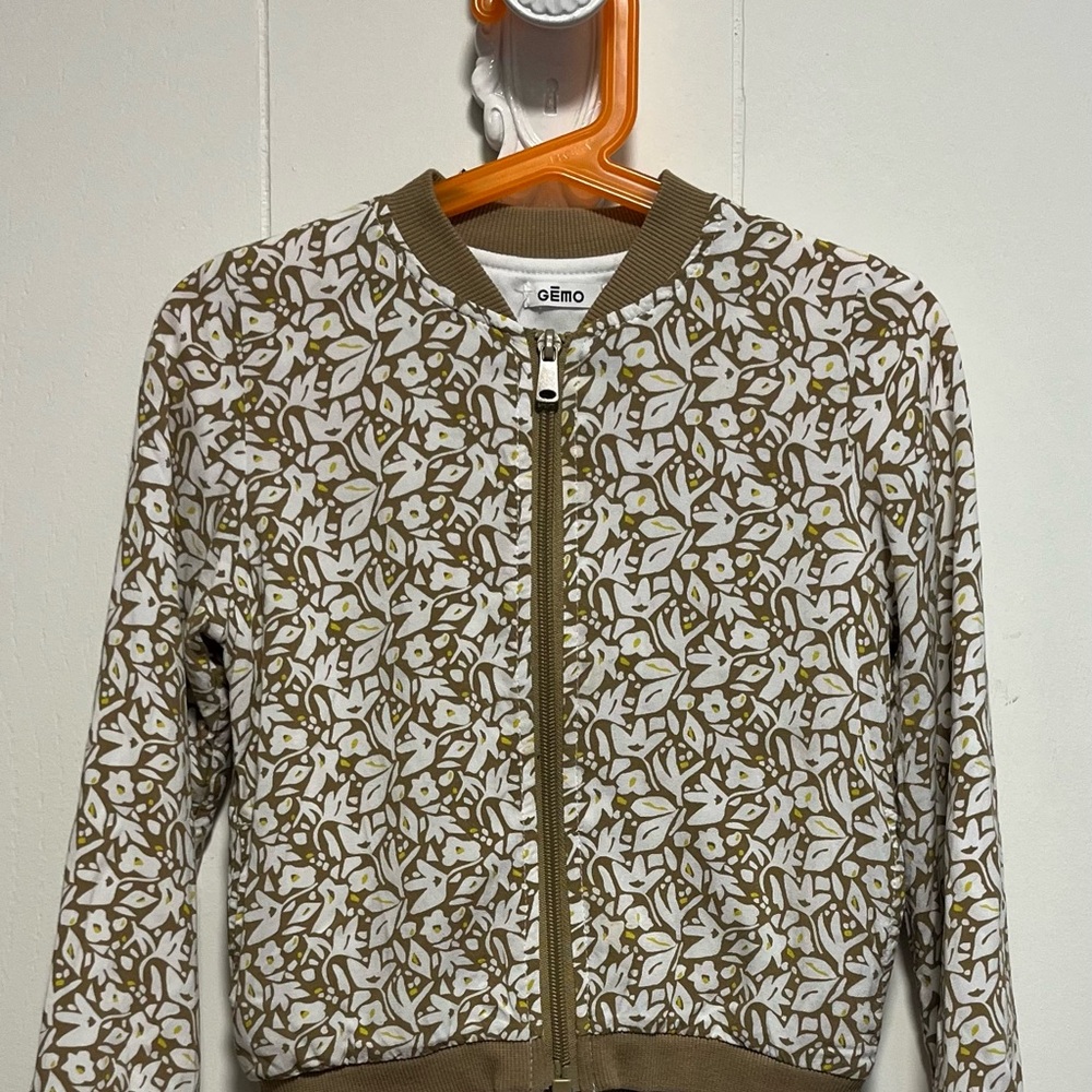 Kids Floral Bomber Jacket - Taupe